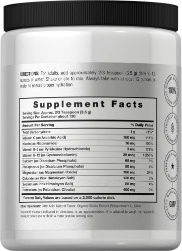 Electrolytes Powder | 16 Oz | 130 Servings | Hydration Supplement | Vegetarian, Non-Gmo, Gluten Free Formula | Natural Lemon Flavor | By Horbaach #TOP1