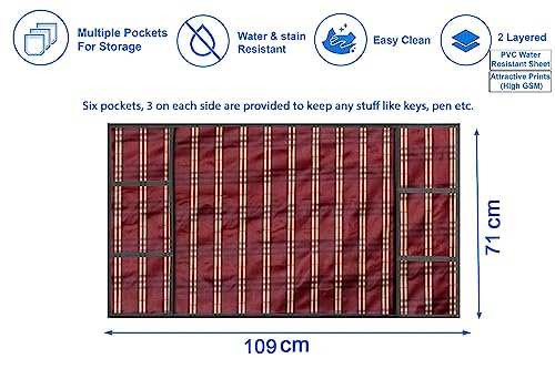 Image of The Furnishing Tree Fridge Top Cover Compatible for Samsung RR23C2F24S8 /HL, 215 LTR WxL 71x109 in CM Plaid Pattern Red