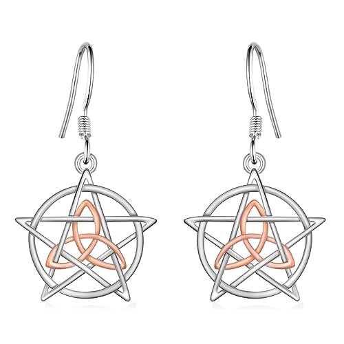 Pentagram Earrings 925 Sterling Silver Witchy Earrings Pentacle Celtic Earrings