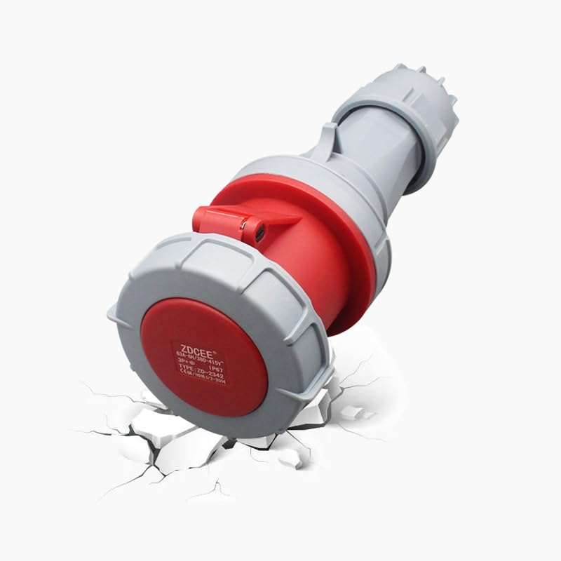 1Set IEC60309 Waterproof Industrial Connector Plug Socket, 3Pin 32A 200V-250V 2P+E 6H IP67 Waterproof Connector Power Connecting Industrial Surface Mounted Socket Set for Aviation and Industry