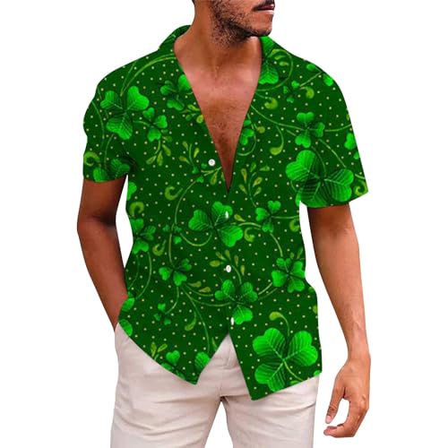St. Patricks Shirts for Men Mens Fashion St 3D Digital Printed Single Breasted Trendy Sweater for Men