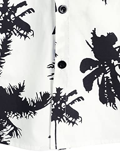 Vatpave Mens 100% Cotton Hawaiian Shirts Button Down Short Sleeve Beach Shirts Summer Casual Aloha Shirts X-Large White Coconut Tree Button Up #TOP4