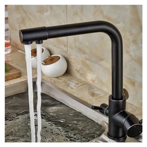 Robinet d'évier de cuisine noir à double levier pour une eau pure au quotidien