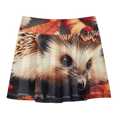 Uniform Athletic Shorts Girls Skorts Toddlers Tennis Skirts Pleated Cute Hedgehog Fall Leaf Autumn 4t2