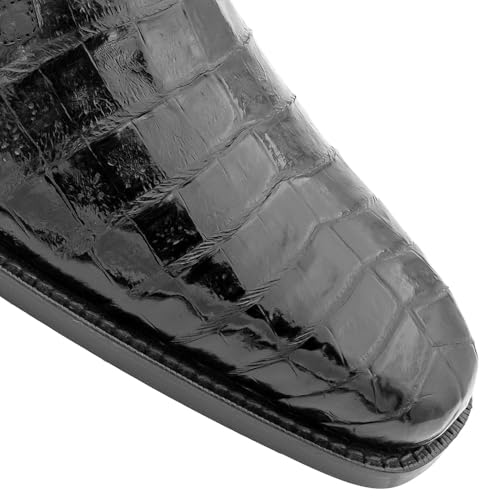 Image of Mezlan Anderson Crocodile Lace Up - Men's Genuine Crocodile Plain Toe Blucher with Memory Foam Insole - Handmade in Spain