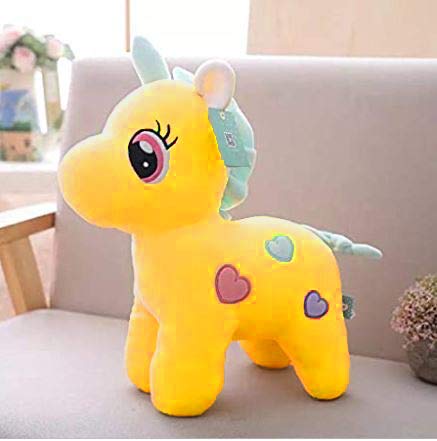 HUG 'n' FEEL SOFT TOYS Soft Long Soft Lovable hugable Cute Giant Life Size Toy Bear Plush & Stuffed Toys (32 cm Unicorn, Yellow) Lovely Teddy