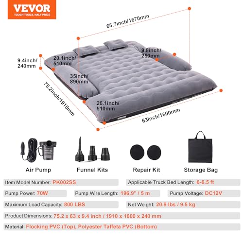 Vevor TRUCK BED AIR MATTRESS 6-6.5FT Truck Bed Air Mattress thumb #6