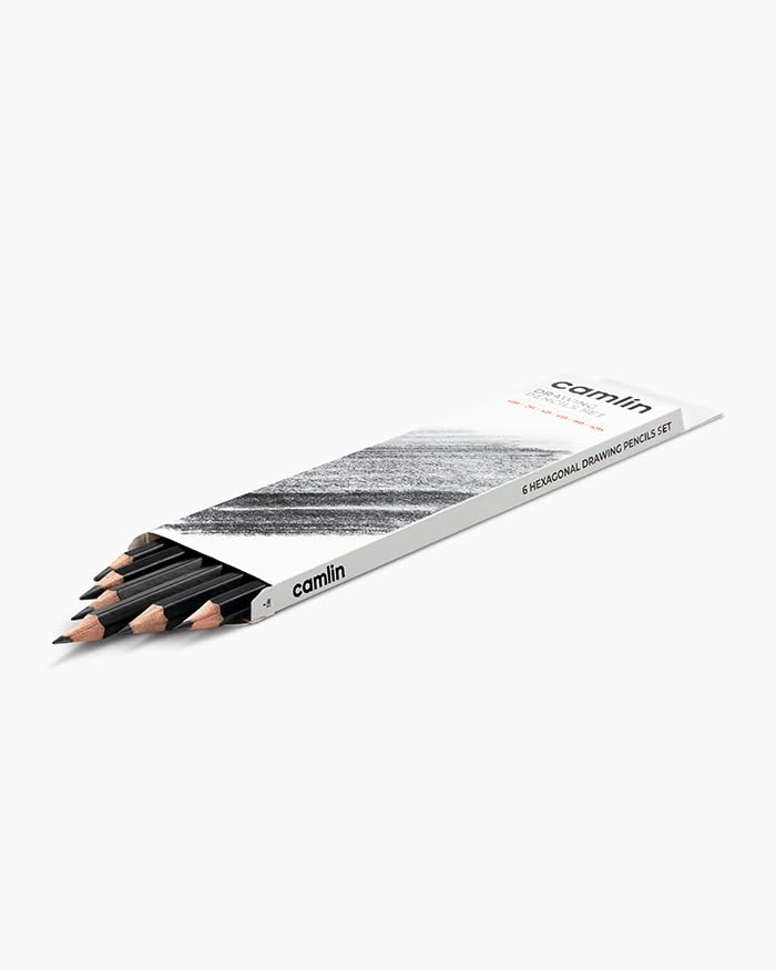 Image of Camel Assorted Drawing Pencils | Pack of 6 | HB, 2B, 4B, 6B, 8B & 10B | Sketching & Shading Pencils for Artists