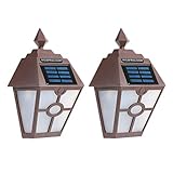 uonlytech lampade da parete, lampada da parete esagonale vintage, lampione solare per patio, coperta, cortile, giardino e strada privata (2 pezzi, marrone, luce calda)