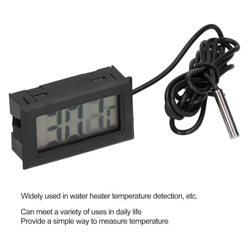 Cryfokt Medidor Eletrônico Digital de Temperatura Sonda de Termômetro LCD Preto para Amplo Uso Em Refrigeradores, Condicionadores de Ar para Detecção de Temperatura de água Em Automóveis ABS/Preto