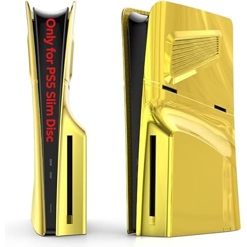 Plates for PS5 SIim Disc Edition, Faceplate with Cooling Vents, Anti-Scratch Dustproof Protective Cover for PS5 Slim Disc Edition (Golden) Cover
