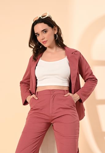 Image of Women's 3-Piece Suit Set | Solid Cotton Blend Blazer, Trousers & Camisole Top | Professional Office & Business Wear Outfit
