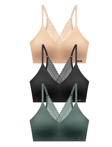 Image of Livona Wireless Bras for Women - Comfort Bralettes with Support Adjustable Seamless Sports Bras Lace Cami Crop S-XXL