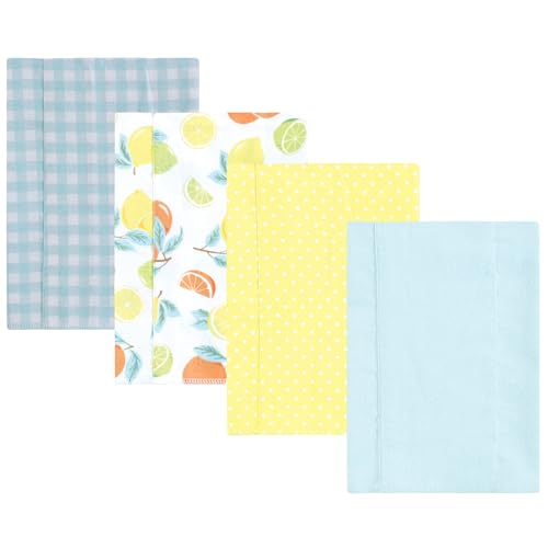 Luvable Friends Hudson Baby Flannel Burp Cloths 4pk, Pastel Citrus