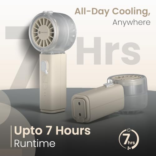 Image of Portronics Toofan X Mist Portable Personal Mini Handheld Ultra-Fine Mist, 30ml Water Tank, 5 Speed Modes, 10800 RPM BLDC Motor, Upto 7 Hours Playtime, Type-C Charging, Best for Travel, Office(Beige)