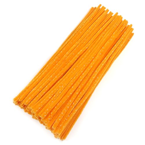 TOAOB 100pcs Glitter Orange Thick Pipe Cleaners for DIY Halloween Pumpkin