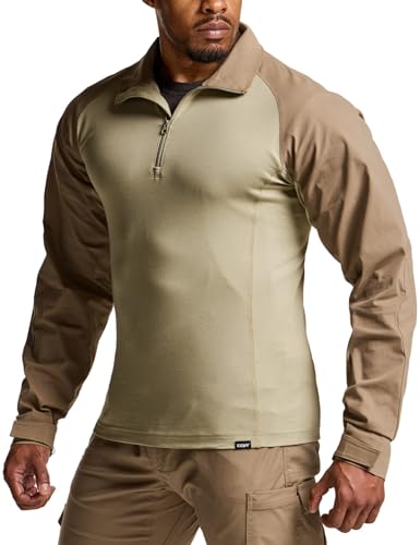 CQR Men's Combat Shirt Tactical 1/4 Zip Assault Military Top Camo EDC