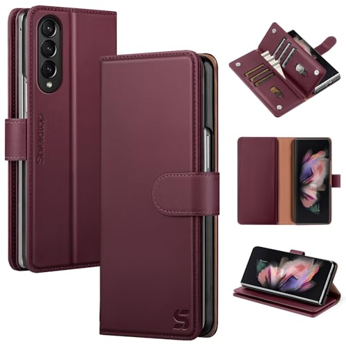 Shieldtop for Samsung Galaxy Z Fold 3 Wallet Case with Card Holder,Wine Red by Shieldtop - Used condition - US$14.59