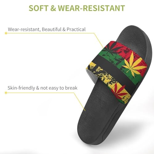 Vintage Rasta Flag Weed Slippers for Women Men Anti-Slip Shower Slides Open Toe Slippers for Home Outdoor Beach3