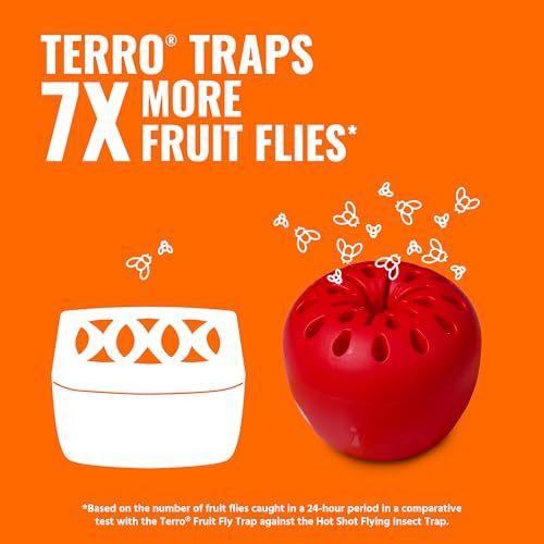 Terro Fruit Fly Traps for Indoors (6 Pack) + 270 Days of Lure Supply