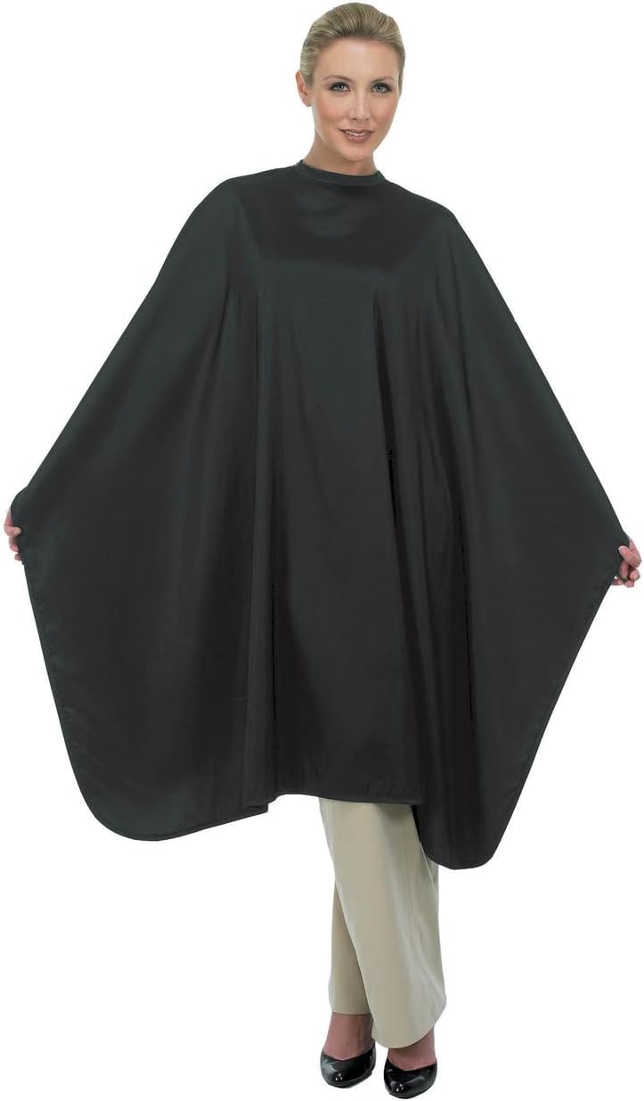 (Set of 6) Salon Barber Hair Cutting Capes, Oversized 50" X 60" In ASHEN BLACK Fabric, USA Made Gavson Classics