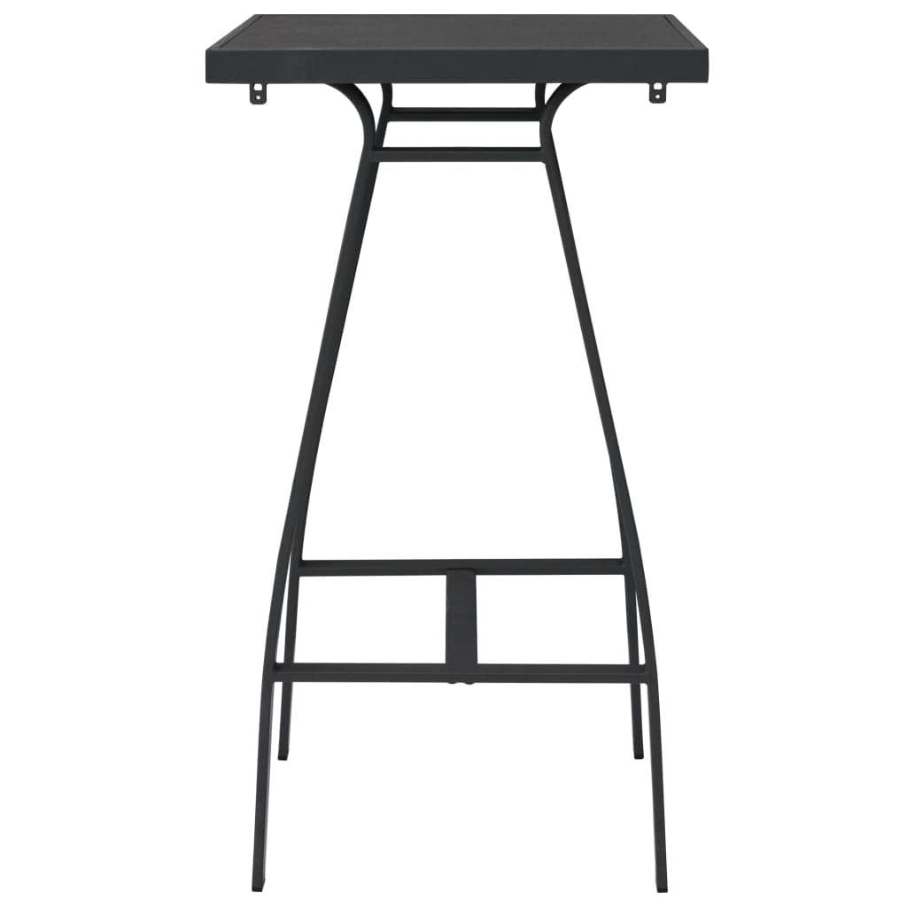 Mesa de jardín negra con cristal templado, 60 × 60 × 110 cm, estructura de acero resistente y resistente a la intemperie, para balcón, terraza, exterior como mesa alta y mesa auxiliar