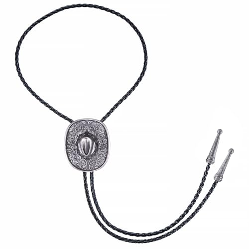 Image of Jeilwiy Bolo Tie for Men Western Cowboy Tie Necklace Gold Bolo Tie Leather Necktie Halloween Tie Accessories for Women