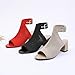 Women'S Knit Stretchy Fish Mouth Chunky Heel Sandals With Adjustable Ankle Strap Fashion Comfortable Mesh Breathable Slingback Block Heel Sandals Summer Casual Work Office Wedding Dressy Pumps (Black,7)