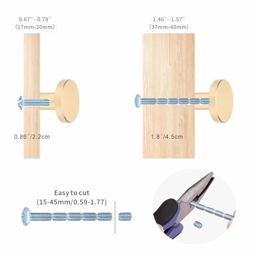 Image of Gold Cabinet Knobs 10Pcs Hardware Pulls Knobs Gold Round Kitchen Pulls Handles for Dresser, Cupboard, Wardrobe, Furniture, with Screwdriver, 20x25mm