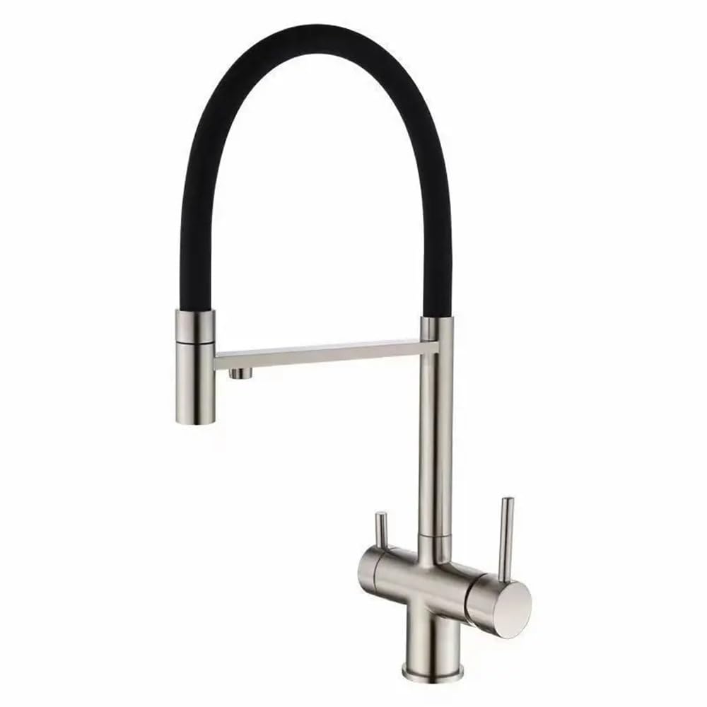Robinet de cuisine extractible 3 en 1 en acier inoxydable 304 pour évier eau chaude et froide