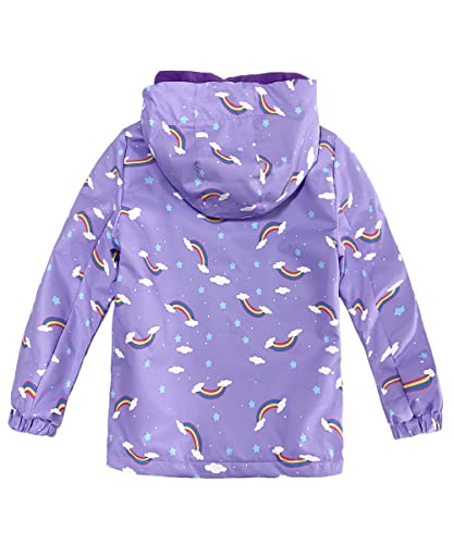 C2M Boys Girls Hooded Rain Jacket Kids Dinosaur Waterproof Lined Raincoat2