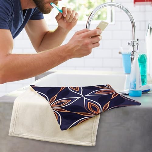 Serviettes douces et absorbantes bleu foncé et marron pour la douche