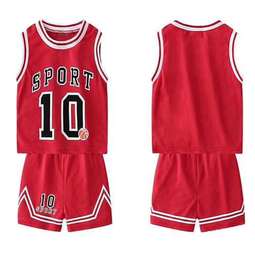Image of Toddler Kids Sports Shorts Set Baby Boys Girls Basketball Jersey Outfit Tracksuit Tank Top Mesh Track Shorts
