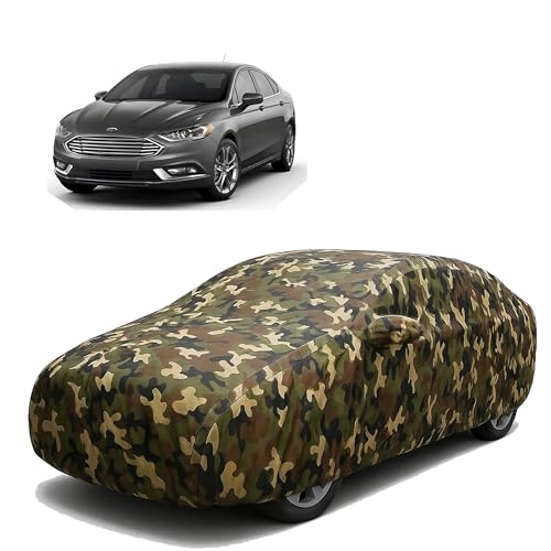 Image of Sulfar 100% Waterproof Car Body Cover Compatible with Mirror for Ford Fusion with Long Lasting Durable Material (Triple Stitched, Full Bottom Elastic, Camouflage Army)