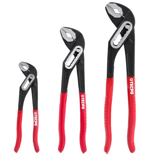TECPO Wasserpumpezangen Satz, 3-teiliges Rohrzange Set 180mm 250mm 300mm rutschfest tauchisoliert mit Klemmschutz Cr-V für Rohre Muttern