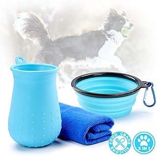 Tikaton Dog Paw Cleaner, Walking The Dog Set with Dog Paw Washer, Collapsible
