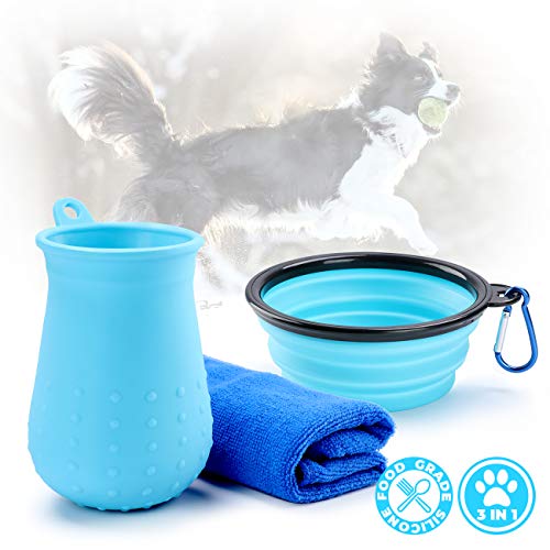 Tikaton Dog Paw Cleaner, Walking The Dog Set with Dog Paw Washer, Collapsible