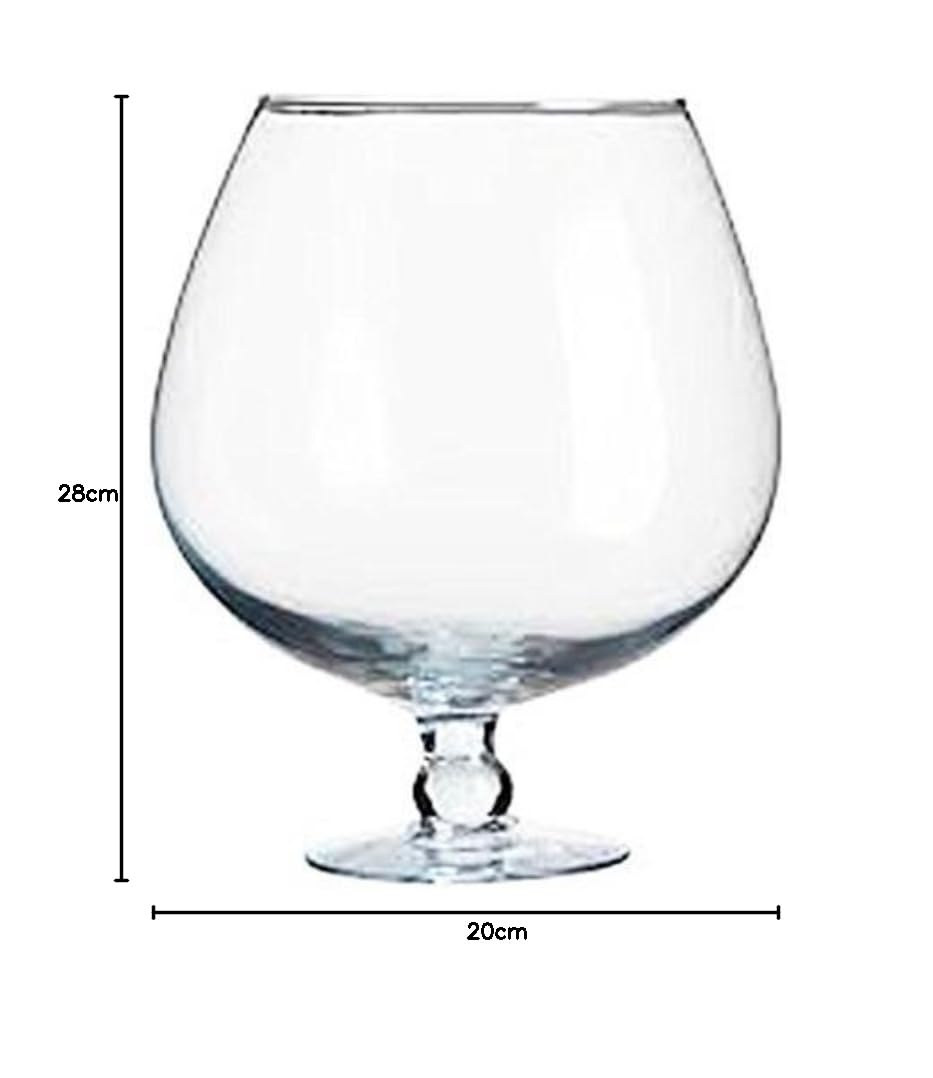 XXXL Gigante, Enorme Bicchiere, Ballon, snifter, cicchetto di Cognac di Vetro Trasparente Chiaro, Un'Altezza di Circa 28 Centimetri, Contenuto 7 Litri