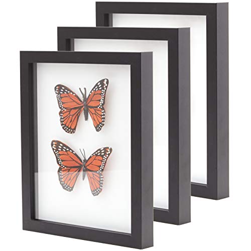 Super-Sturdy, Real Wood 8x10 Shadow Box Frame 3pk. Genuine Hardwood Displays with Real