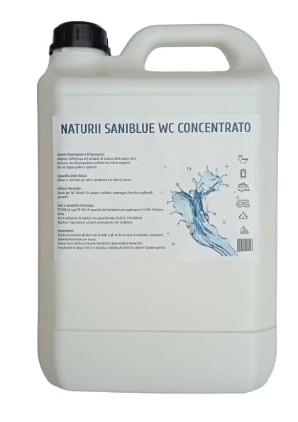 Confezione Da 5 Sanity Disgregante Per WC E Acque Nere 2 Litri - Eucalipto Per Camper E Casa
