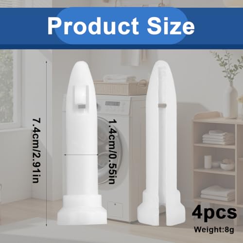 4 Stück Waschmaschinen-Dämpferstifte Befestigung Stoßdämpfer Waschmaschine 124004124/2 7,4 x 1,4 cm weiß