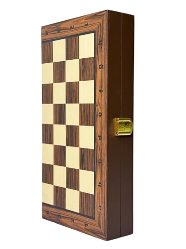 Image of PALM ROYAL HANDICRAFTS 12x12 Inches Chess Board Set Wooden Magnetic Portable and Foldable Board Game with Extra Queens & Storage | Handmade Travel Chess Board for Adults & Kids.