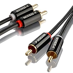 SEBSON Tulp Audio Kabel 5m, 2 mannelijk naar 2 mannelijk RCA Stekker, AUX Audio Kabel voor Stereo systemen, Versterker, Thuisbioscoop en Hifi Systemen