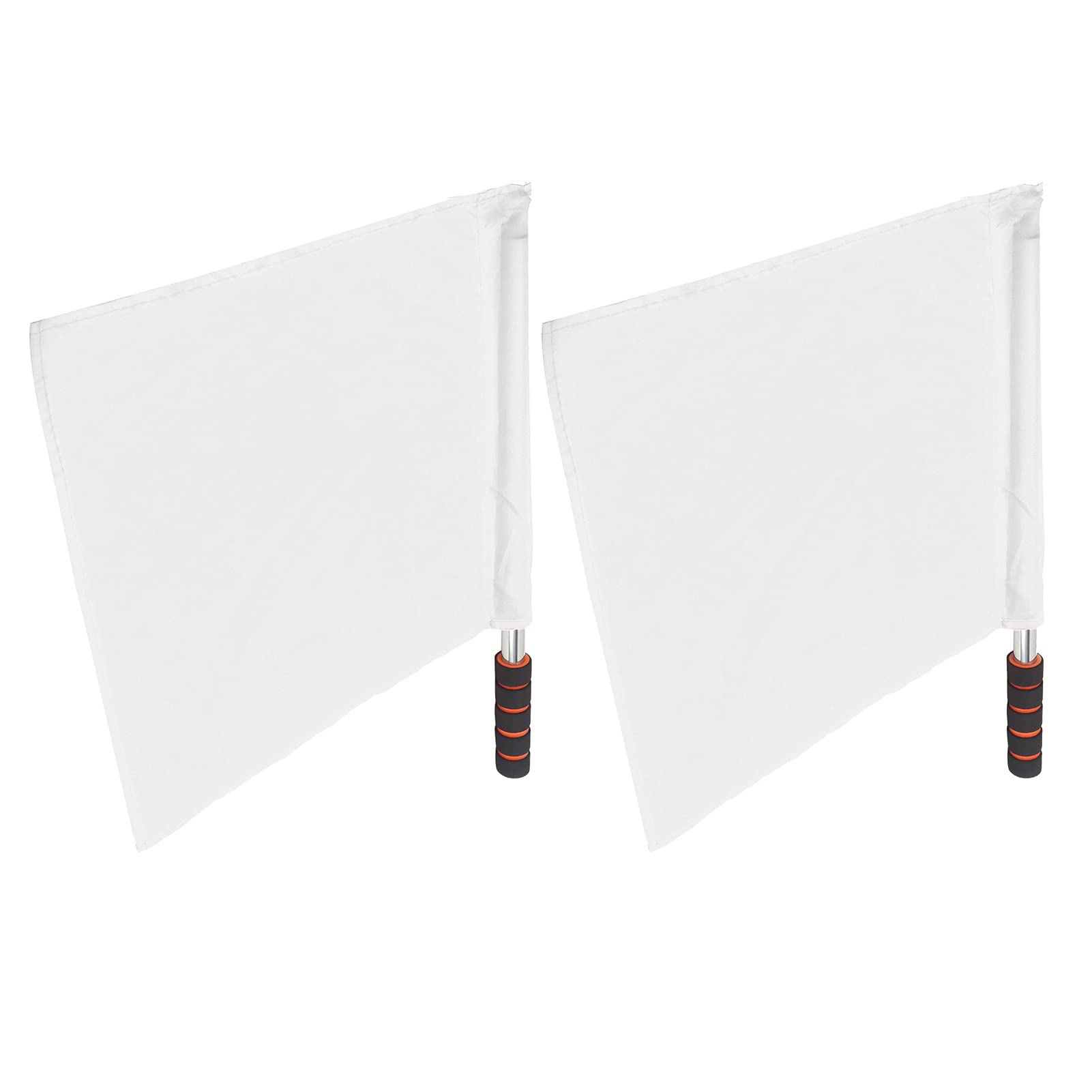 Referee Flag, 2Pcs Sports Referee Flags with Metal Pole Foam Handle, Hand Semaphore Flag Track and Field Sports Training Flag for Soccer Volleyball (White)