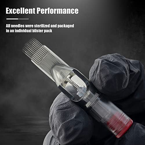 Image of EZ Tattoo Cartridge Needles - 20Pcs #12 (21RM) Standard Round /Curved Magnum Disposable Tattoo Needles Cartridges for Rotary Tattoo Machine Pen Gun - Revolution