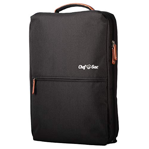 Chef Knife Backpack Premium Chef Bag 21 Pockets for Knives Cleaver Kitchen Utensils Tools Honing Rod 3 Large Pockets for Tablets Notebooks Executive Chef Culinary Student Gift Black