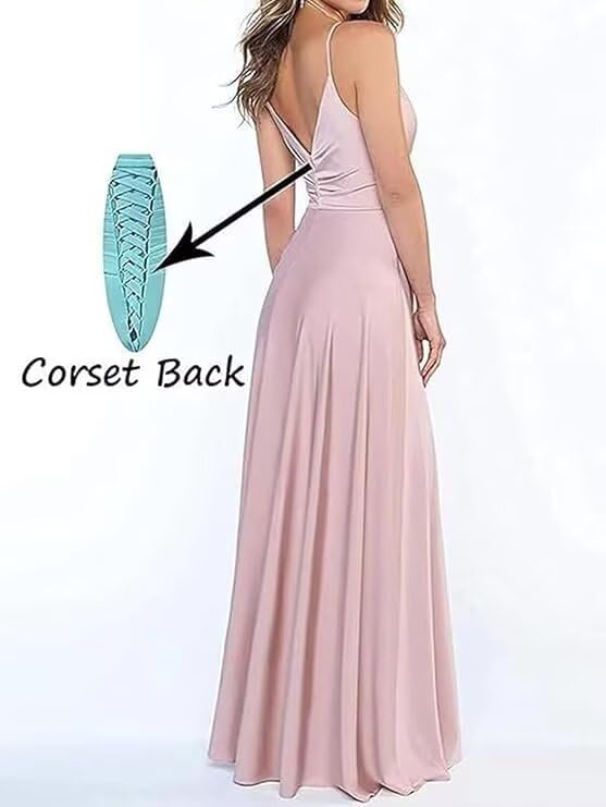 Miniatura 2 de RYANTH Women's Satin Bridesmaid Dresses for Wedding Dress Formal Long A Line Prom Party Gowns with Pockets RYZ054