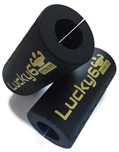 Lucky6Fitness Thick Bar Grips - Premium Fat Grip Adapter for Barbell, Dumbbell - Arm Blaster Attachment for Muscle Growth - Tricep, Bicep, Forearm Builder