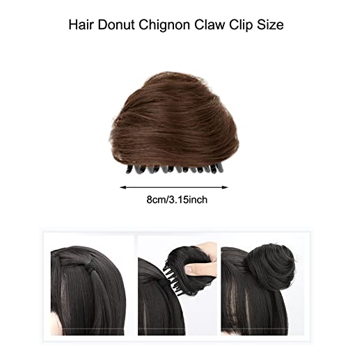 Cat Ears Hair Donut Chignon Claw Clip In Messy Hair Bun Space Bun Hair Pieces Cat Ears Bun Hair Extensions Wig Accessory Ponytail Hairpieces For Women Girls (Light Brown) #TOP1