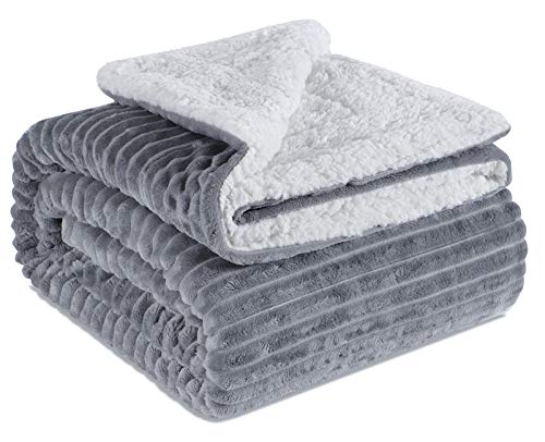 Image of EMME Baby Blanket Fuzzy Sherpa Fleece Blanket Soft Reversible Warm Receiving Blankets for Toddler, Infant, Boys and Girls Gift Reversible Cozy Blanket for Crib, Stroller, Nap, Outdoor (Grey, 30"x40")
